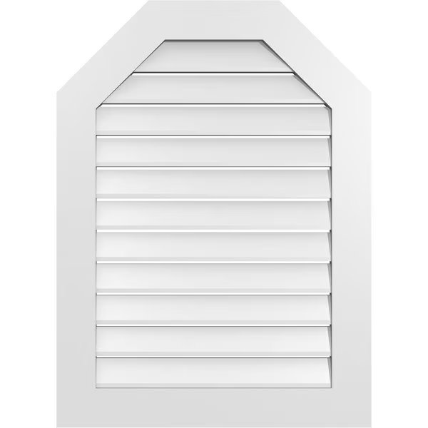 Octagonal Top Surface Mount PVC Gable Vent: Functional, w/ 3-1/2